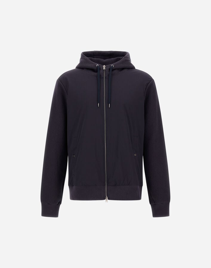 Herno RESORT JACKET IN COTTON INTERLOCK AND TRAVEL NYLON PONENTE Navy Blue JC00021UR560209200