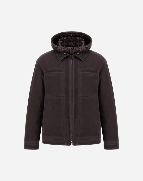 Herno DENIM-EFFECT GABARDINE AND NYLON ULTRALIGHT JACKET Dark Brown GI000689U133428800