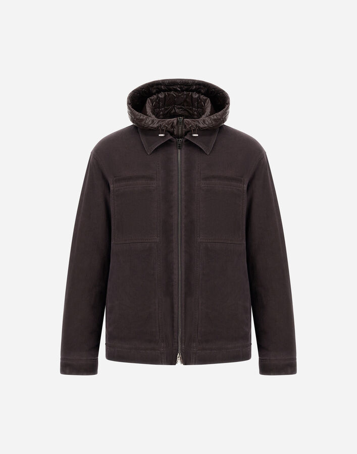 Herno DENIM-EFFECT GABARDINE AND NYLON ULTRALIGHT JACKET Dark Brown GI000689U133428800