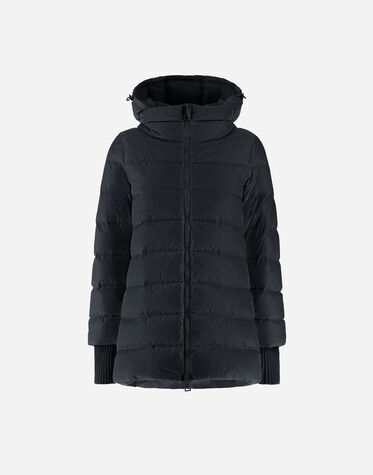レディース ナイロンシャモニー Aシェイプ コート ブラック | Herno 