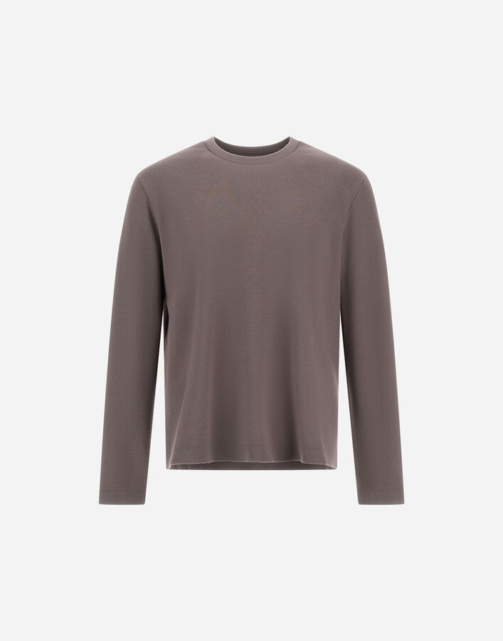 Herno DOUBLE-FACE COTTON AND CASHMERE PIQU&Eacute; LONG-SLEEVE TOP Dark Taupe JG000297U540072700