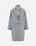 Herno COAT IN VELOUR WOOL CLOTH AND NYLON ULTRALIGHT Light Blue/Grey CA000594D334779095