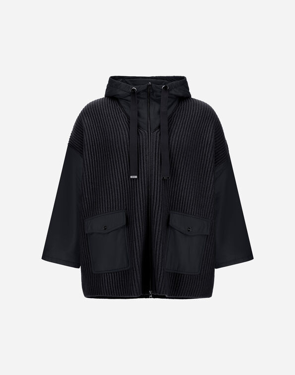 Herno RESORT JACKET IN FISHERMAN&rsquo;S RIB PURE WOOL AND NYLON ULTRALIGHT Black MC00036DR702649300