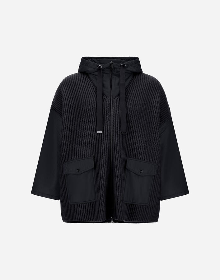 Herno RESORT JACKET IN FISHERMAN&rsquo;S RIB PURE WOOL AND NYLON ULTRALIGHT Black MC00036DR702649300