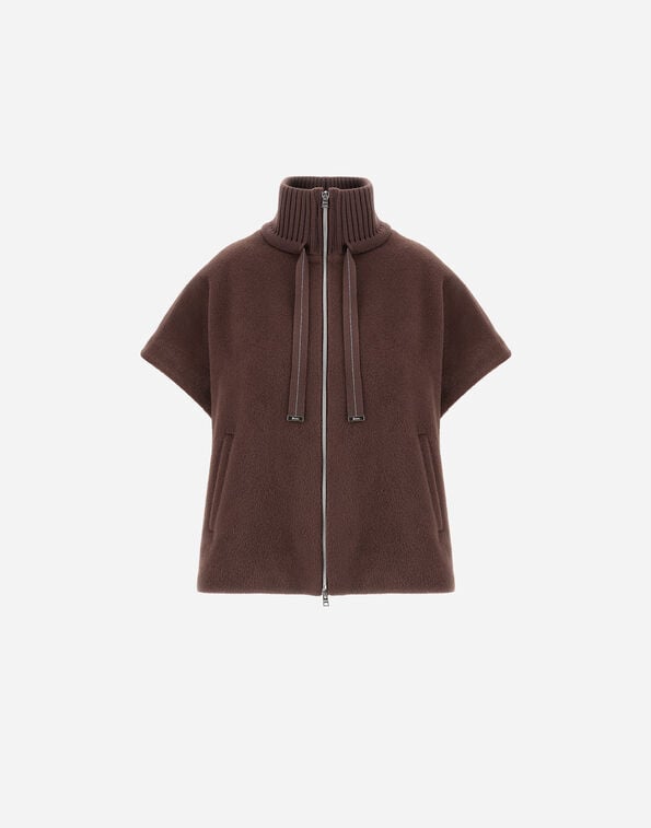 Herno RESORT JACKET IN BEAVER-EFFECT WOOL AND ALPACA BLEND Dark Chocolate GI00058DR334998810