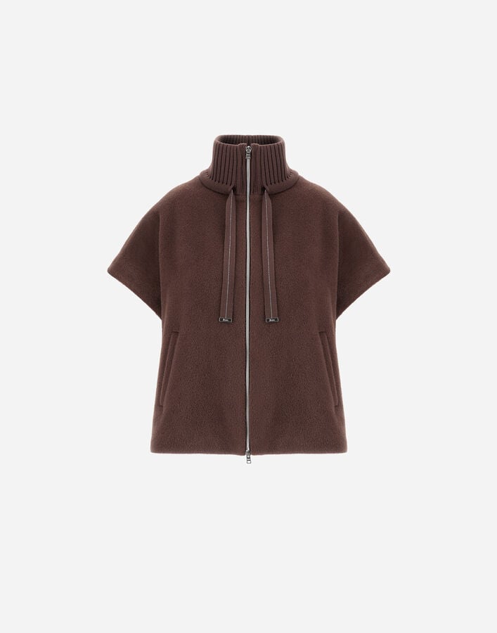 Herno RESORT JACKET IN BEAVER-EFFECT WOOL AND ALPACA BLEND Dark Chocolate GI00058DR334998810