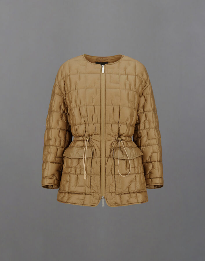 Herno LAMINAR QUILTED RIPSTOP CREW-NECK JACKET Camel PI00389DL128432154