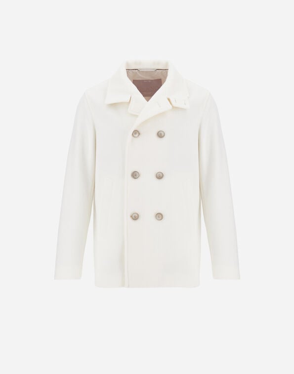 Herno RESORT PEACOAT IN DOUBLE-LAYERED VISCOSE-BLEND FABRIC Milk White PE00018UR129101100