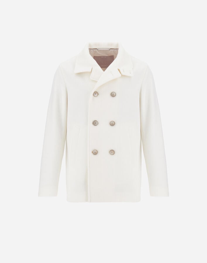 Herno RESORT PEACOAT IN DOUBLE-LAYERED VISCOSE-BLEND FABRIC Milk White PE00018UR129101100
