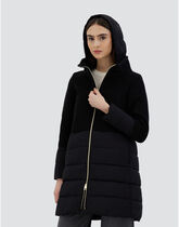 PARKA IN DIAGONAL WOOL AND NUAGE in Black for Women | Herno®