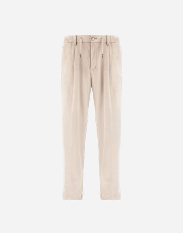 Herno RESORT TROUSERS IN SUEDE-EFFECT MICROFIBRE Ice PT00045UR124541310