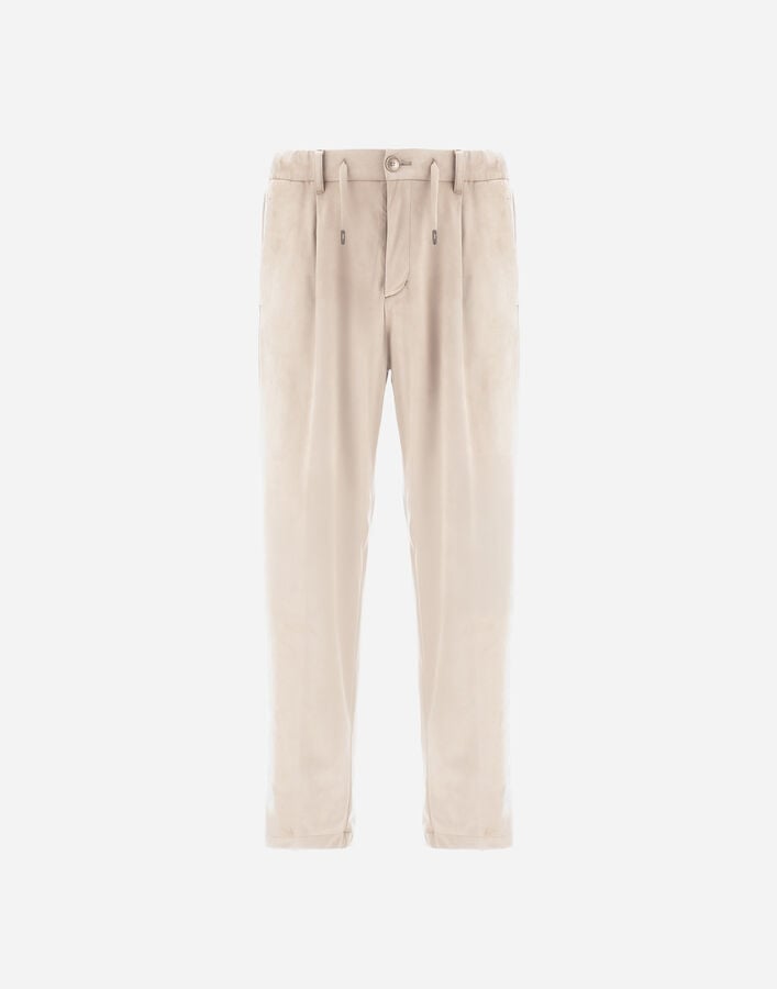 Herno RESORT TROUSERS IN SUEDE-EFFECT MICROFIBRE Ice PT00045UR124541310