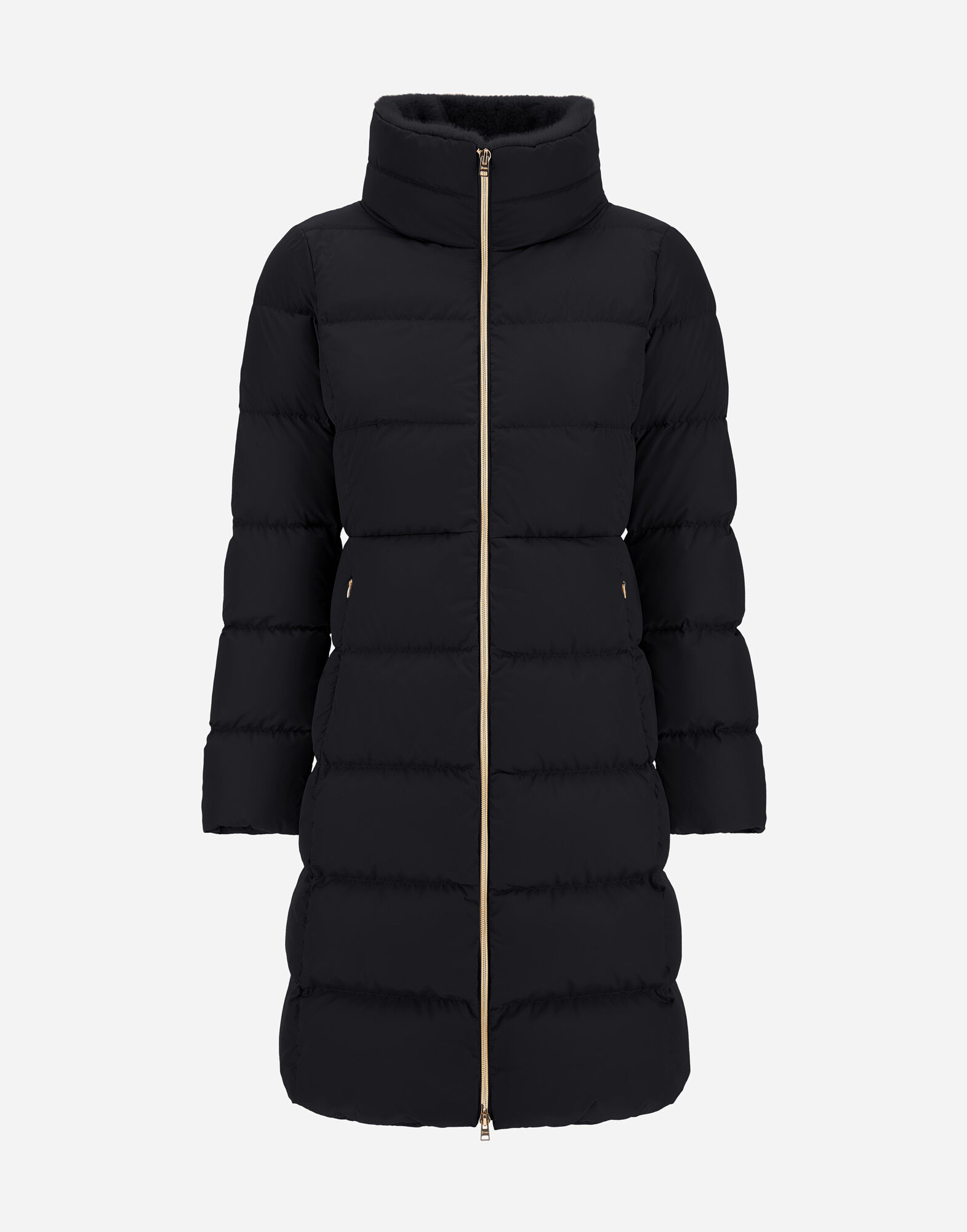 レディース ラグジュアリー ケープ：ウール・パデッド・ノースリーブ