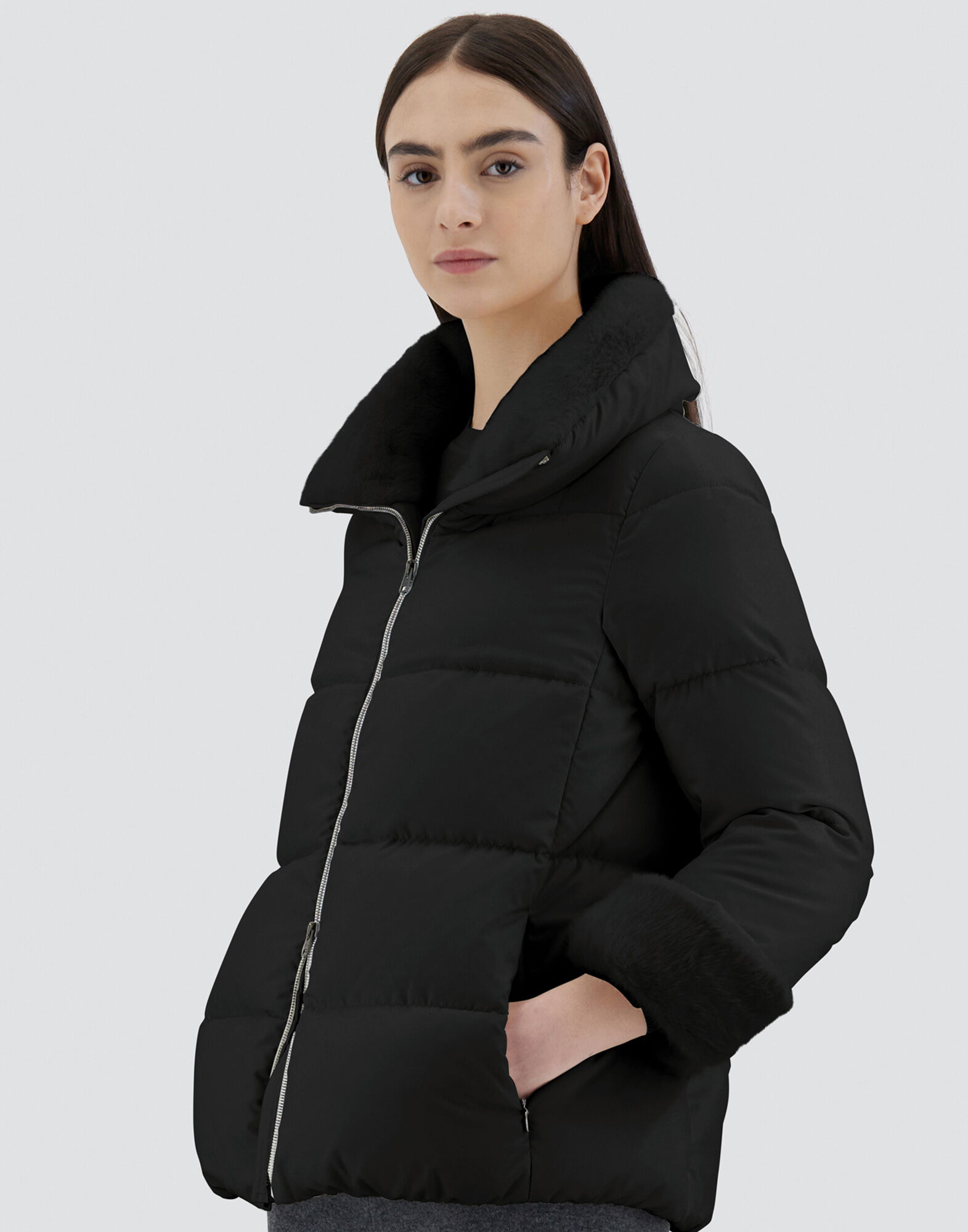 レディース アレンデール＆ニュー・レディ・フェイクファー ジャケット ブラック | Herno® (ヘルノ)