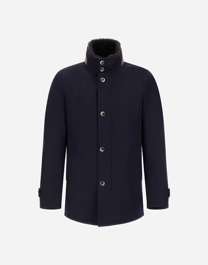 Herno DIAGONAL WOOL CAR COAT Navy Blue IM000369U331869200
