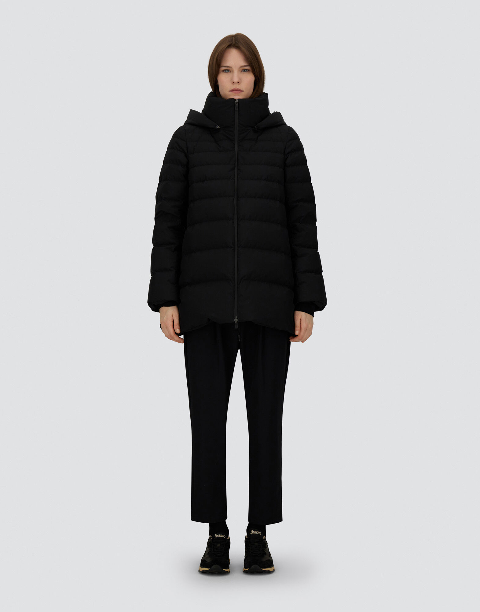 レディース 2レイヤーウィンドストッパー Aラインコート ブラック