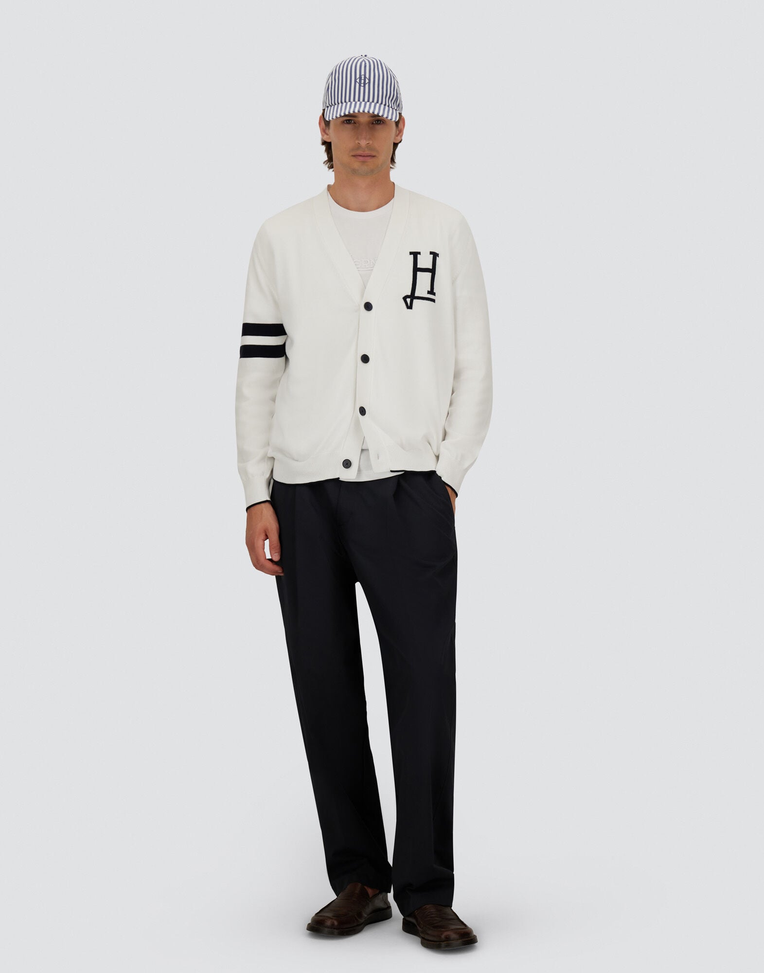 メンズ Hロゴコットン カーディガン ホワイト | Herno® (ヘルノ)