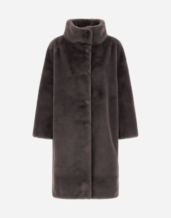 Herno COAT IN SOFT ALTERNATIVE FUR Anthracite GC000491D124229480