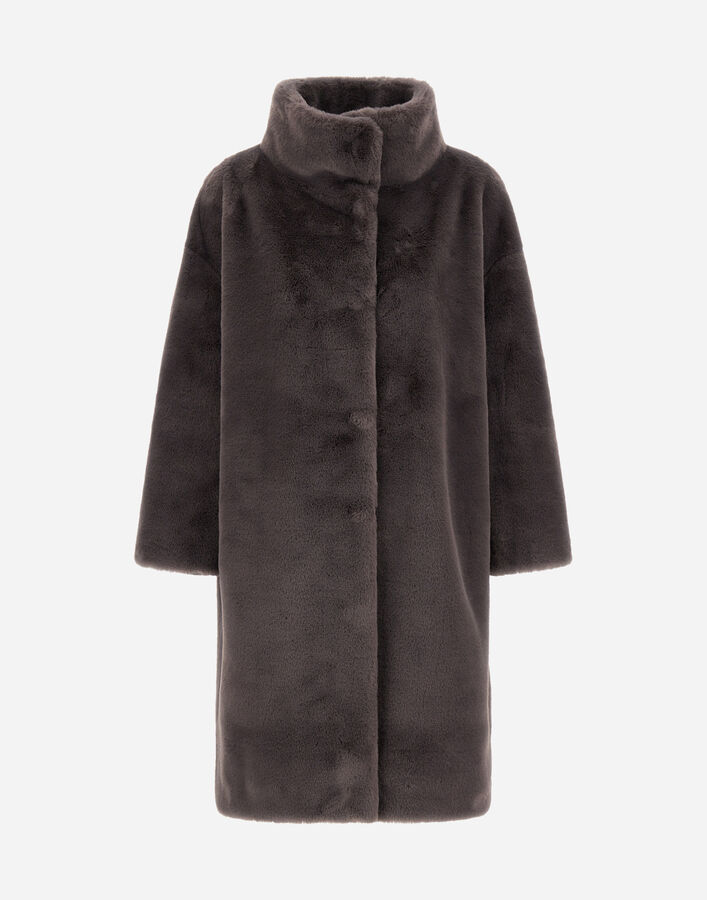 Herno COAT IN SOFT ALTERNATIVE FUR Anthracite GC000491D124229480